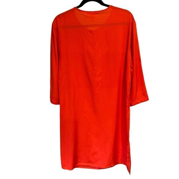 H&M Shirt Dress Orange Red Lightweight Tunic with Chest Pockets - Picture 5 of 6
